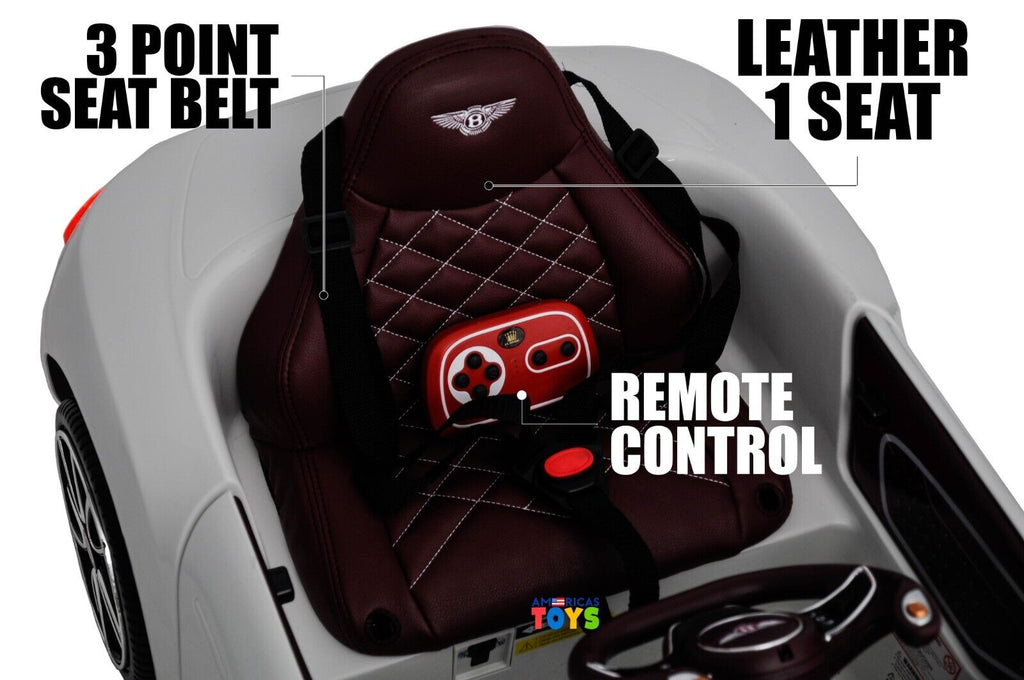 Licensed Bentley 12V Ride On Car with Radio, Remote Control, MP3 Player - Available in Multiple Colors for Kids