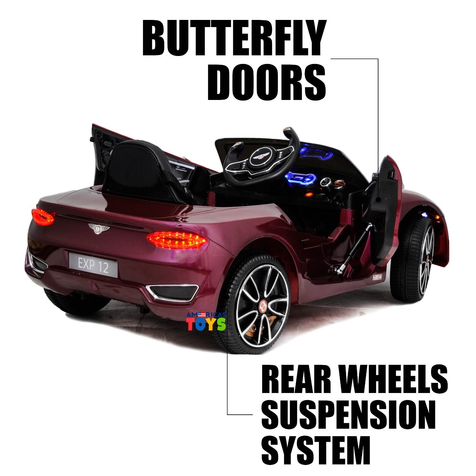 Licensed Bentley 12V Ride On Car with Radio, Remote Control, MP3 Player - Available in Multiple Colors for Kids