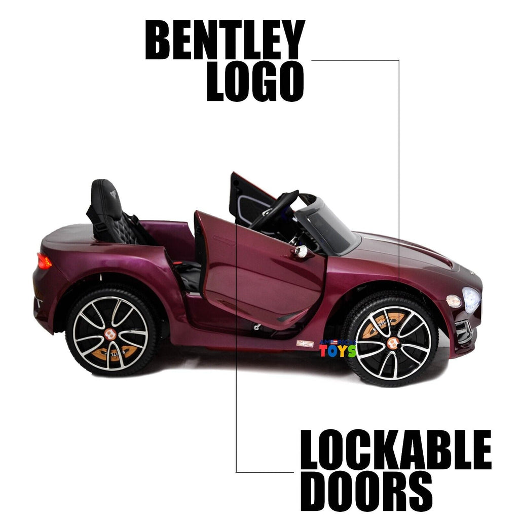 Licensed Bentley 12V Ride On Car with Radio, Remote Control, MP3 Player - Available in Multiple Colors for Kids