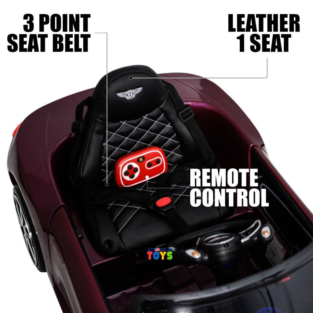 Licensed Bentley 12V Ride On Car with Radio, Remote Control, MP3 Player - Available in Multiple Colors for Kids
