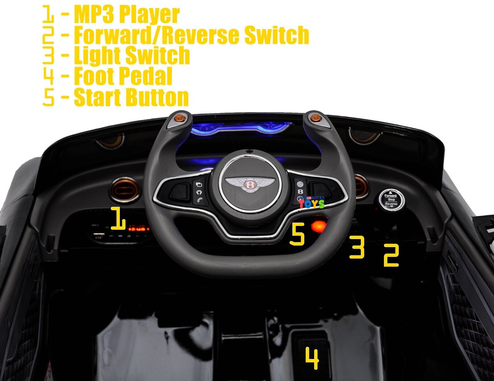 Licensed Bentley 12V Ride On Car with Radio, Remote Control, MP3 Player - Available in Multiple Colors for Kids