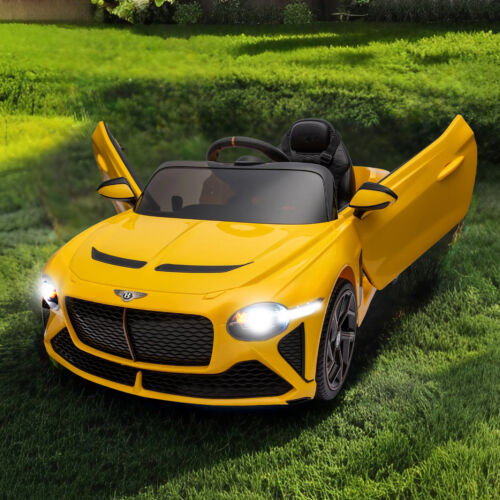 Licensed Bentley 2.4G Kids Ride On Car with Remote Control, 3 Speeds, and 12V Battery in Yellow