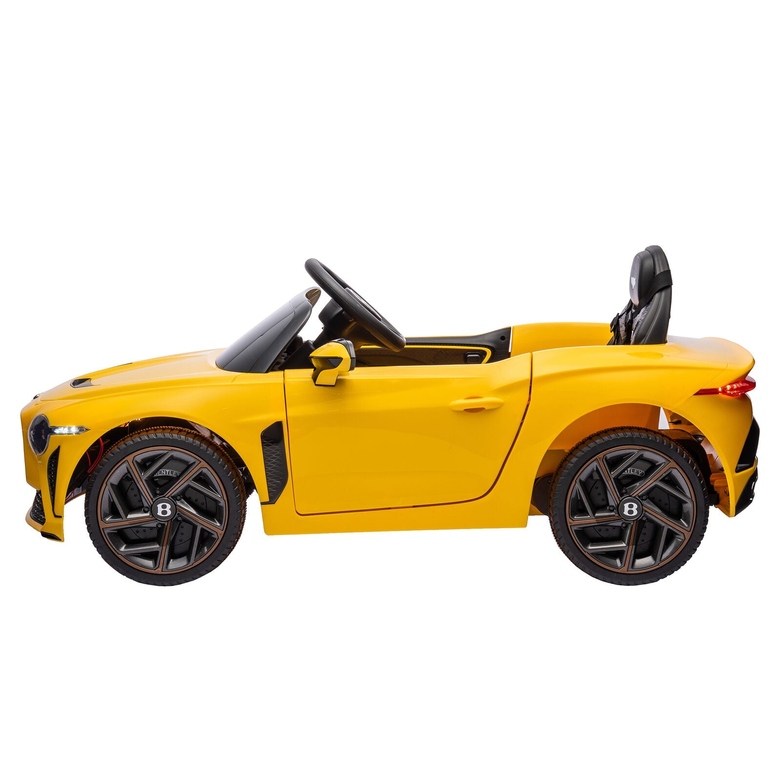 Licensed Bentley 2.4G Kids Ride On Car with Remote Control, 3 Speeds, and 12V Battery in Yellow