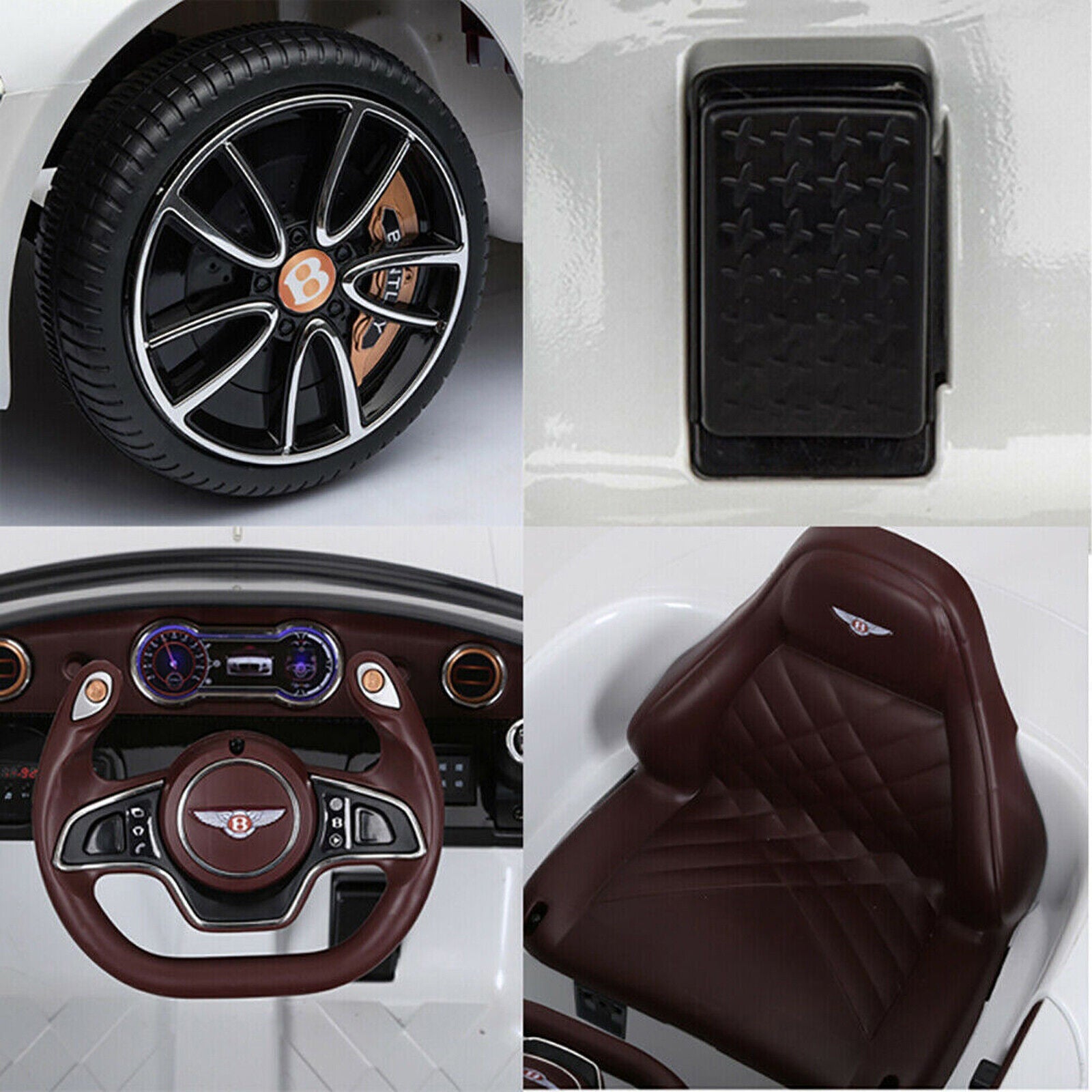 12V Bentley Style Kids Ride On Electric Toy Car with Remote Control and LED Lights