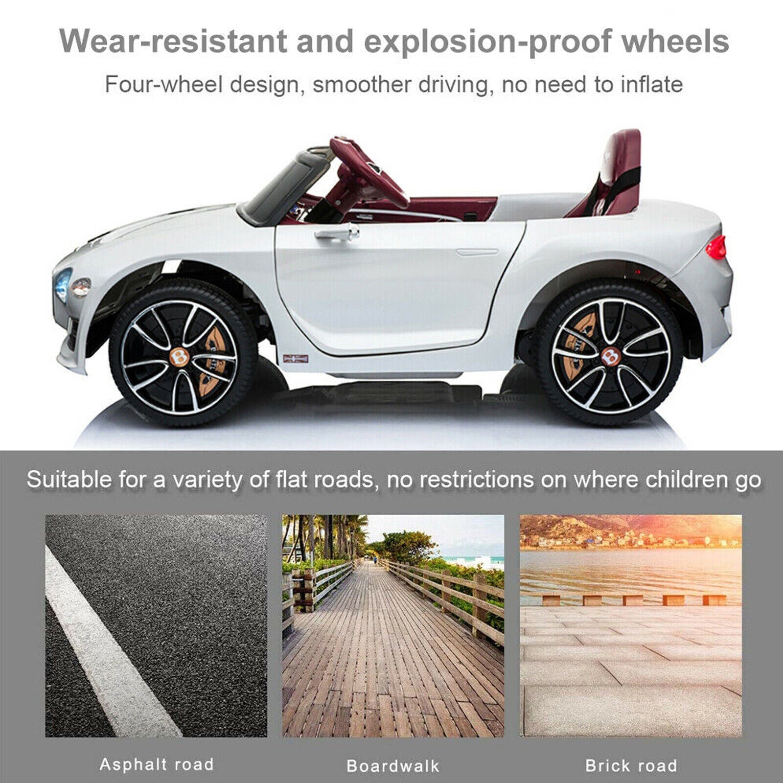 12V Licensed Bentley Electric Kids Ride On Car with Remote Control and LED Lights