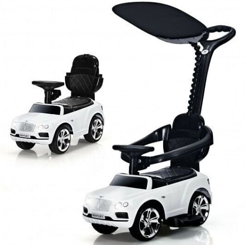 Licensed Bentley Kids Push and Sliding Car with Canopy - White