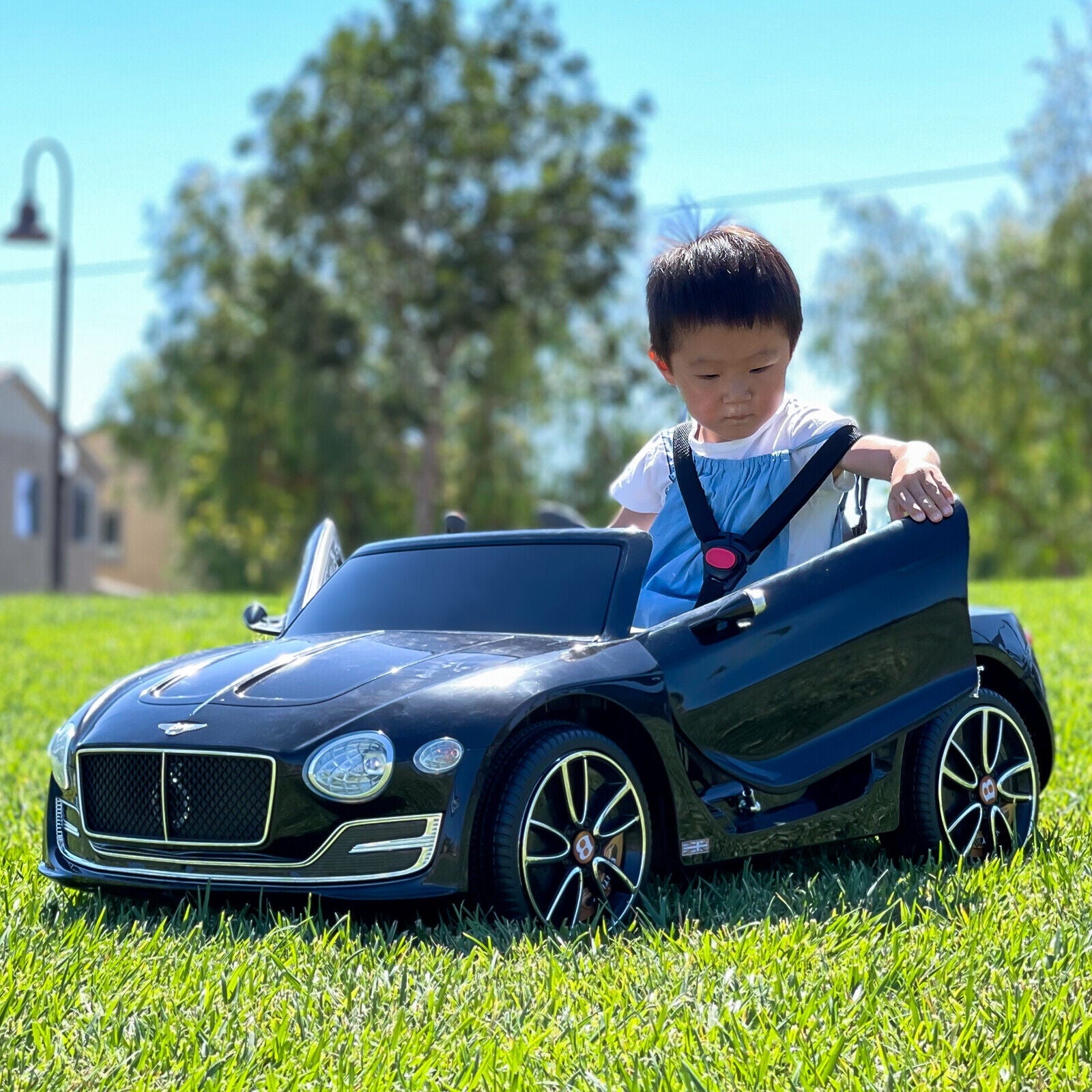 Premium Bentley Style Kids Electric Ride On Car with LED Lights and Remote Control - Black