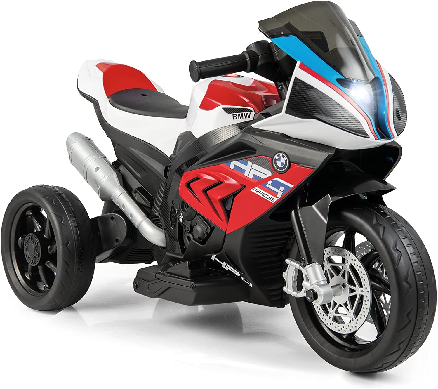 Licensed BMW 12V Battery Powered Ride-On Motorcycle for Kids with Headlights