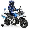 Licensed BMW Dirt Bike Police Motorcycle for Kids - 12V, White with Light & Music