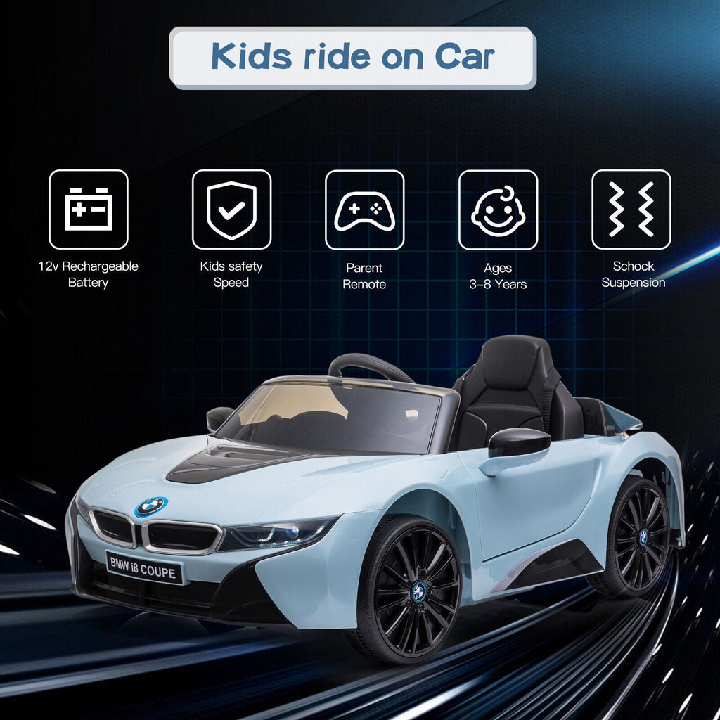 Licensed BMW i8 Electric Ride-On Car for Kids with Remote Control - 12V Powered Vehicle