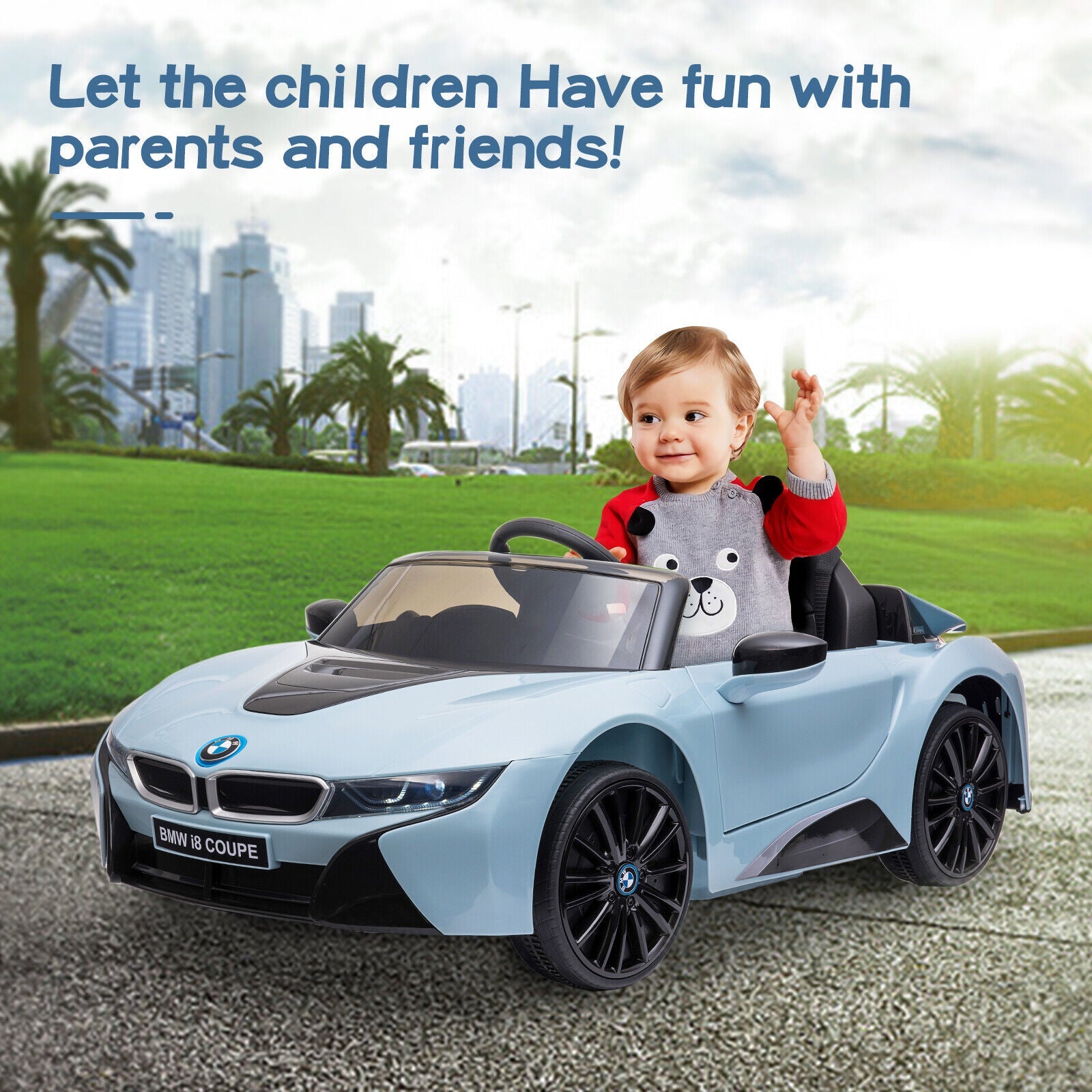 Licensed BMW I8 Electric Ride-On Car for Kids with Remote Control - Blue