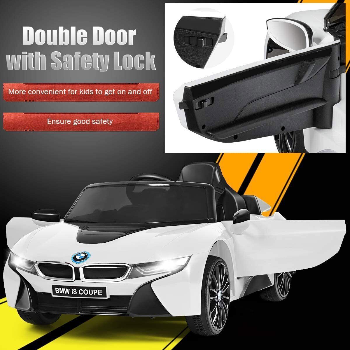 BMW I8 Electric Ride-On Car for Kids with Remote Control and MP3 Player - White