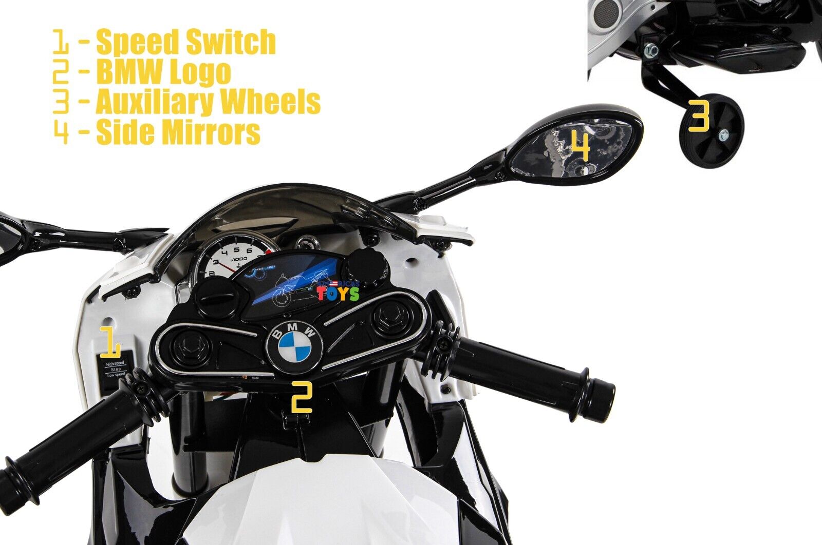 Licensed BMW Kids Motorcycle with MP3 Player and EVA Wheels - Available in Multiple Colors