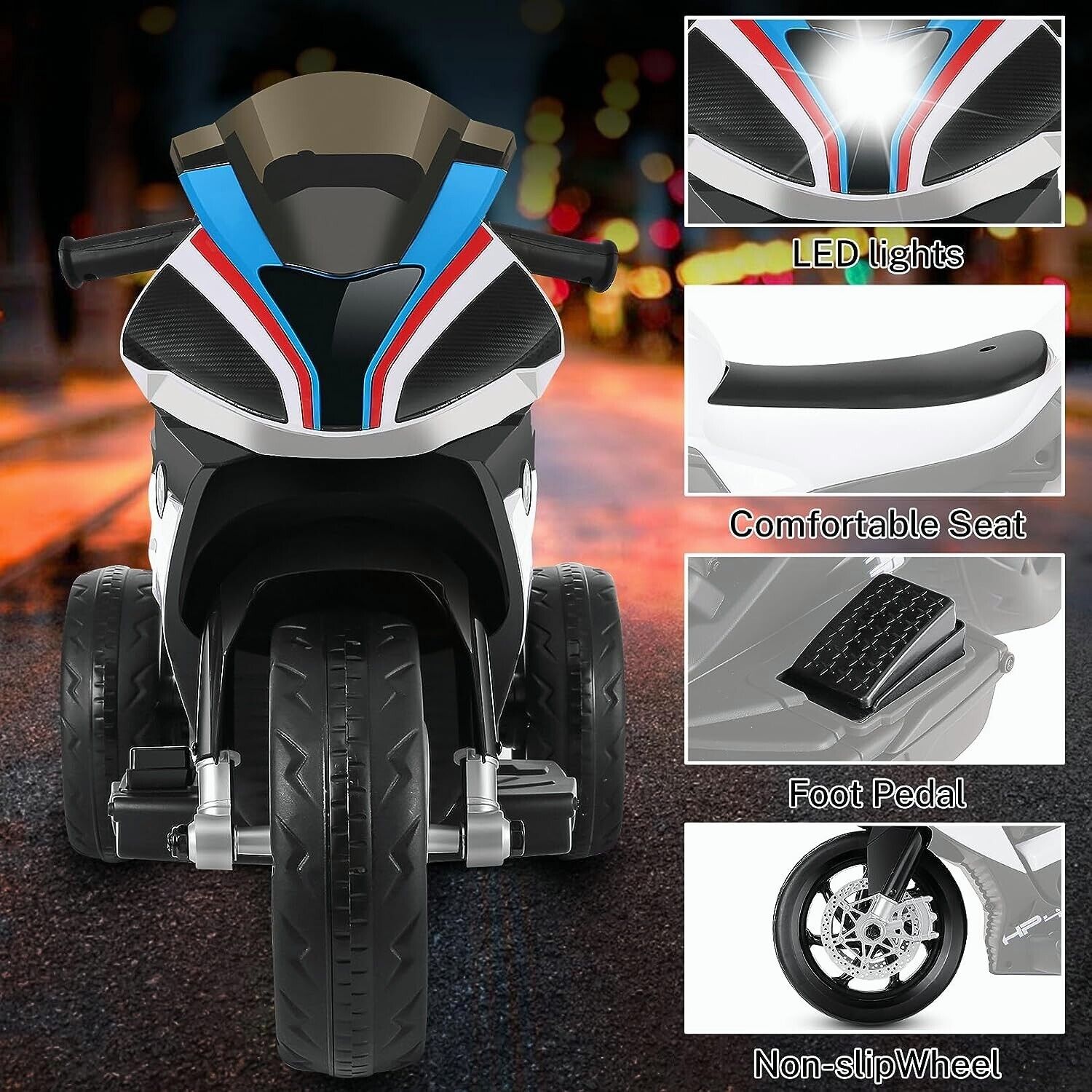 Licensed BMW Multi-Terrain Kids Motorcycle Ride-on Toy - 12V Battery Powered for Toddlers