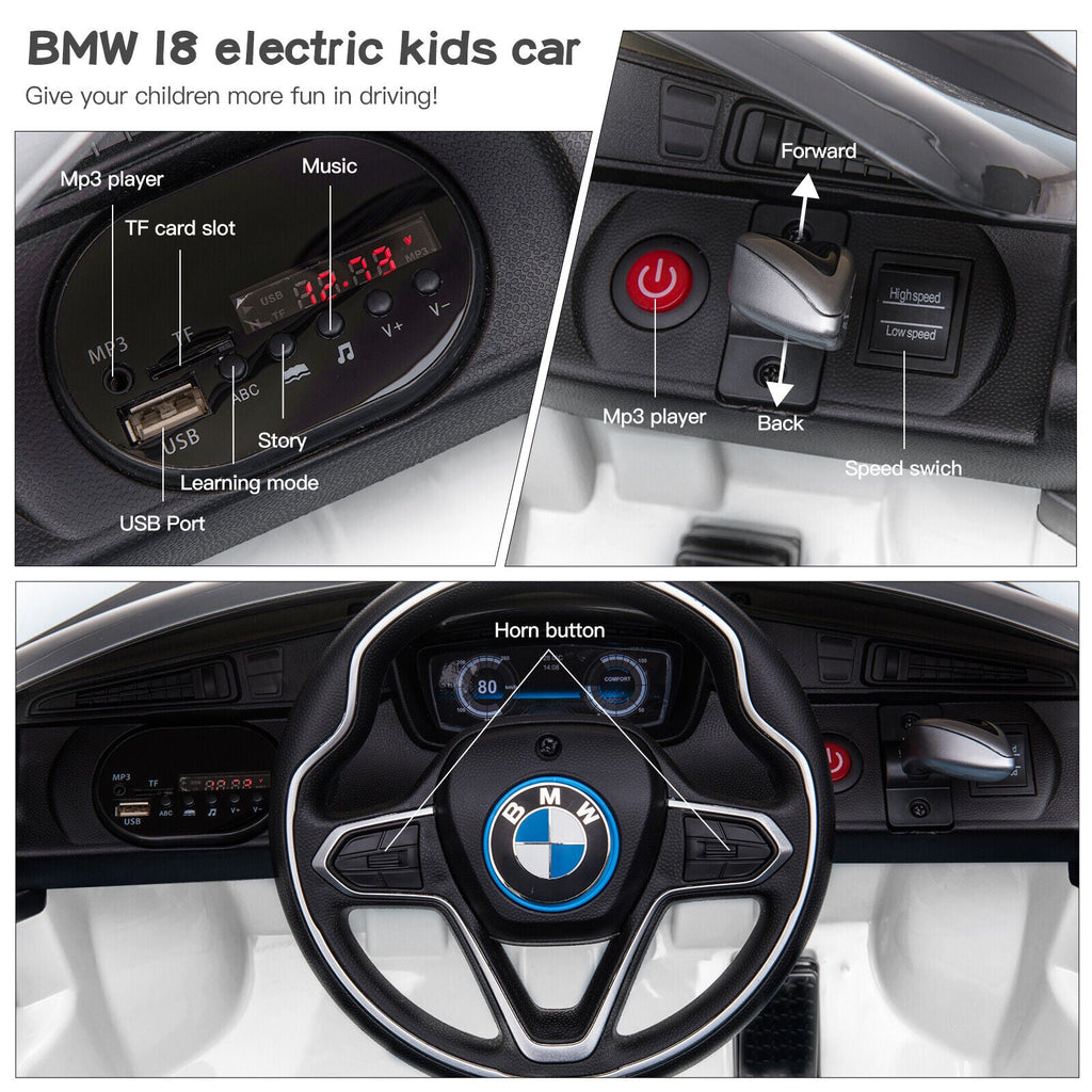 Licensed BMW Style Electric Ride-On Car for Kids with Remote Control, MP3 Player, and LED Lights - 12V