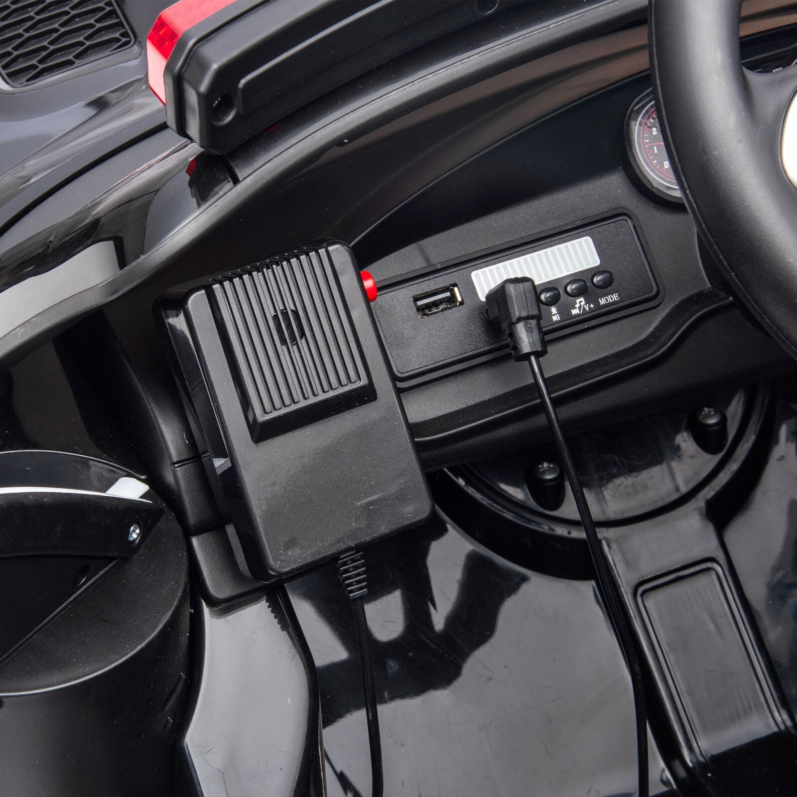 Licensed Dodge Charger 12V Ride-On Police Car with 3 Speeds and Bluetooth Connectivity