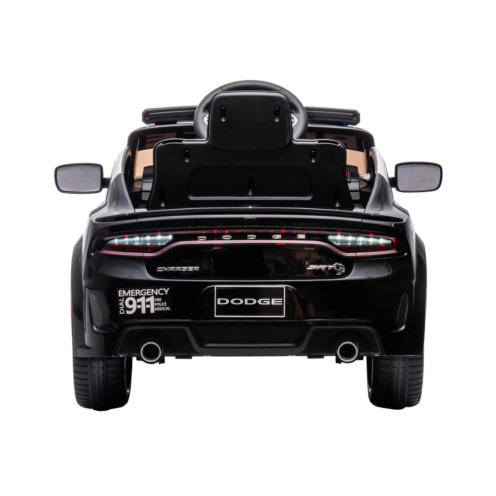 Licensed Dodge Charger 12V Ride-On Police Car with 3 Speeds and Bluetooth Connectivity