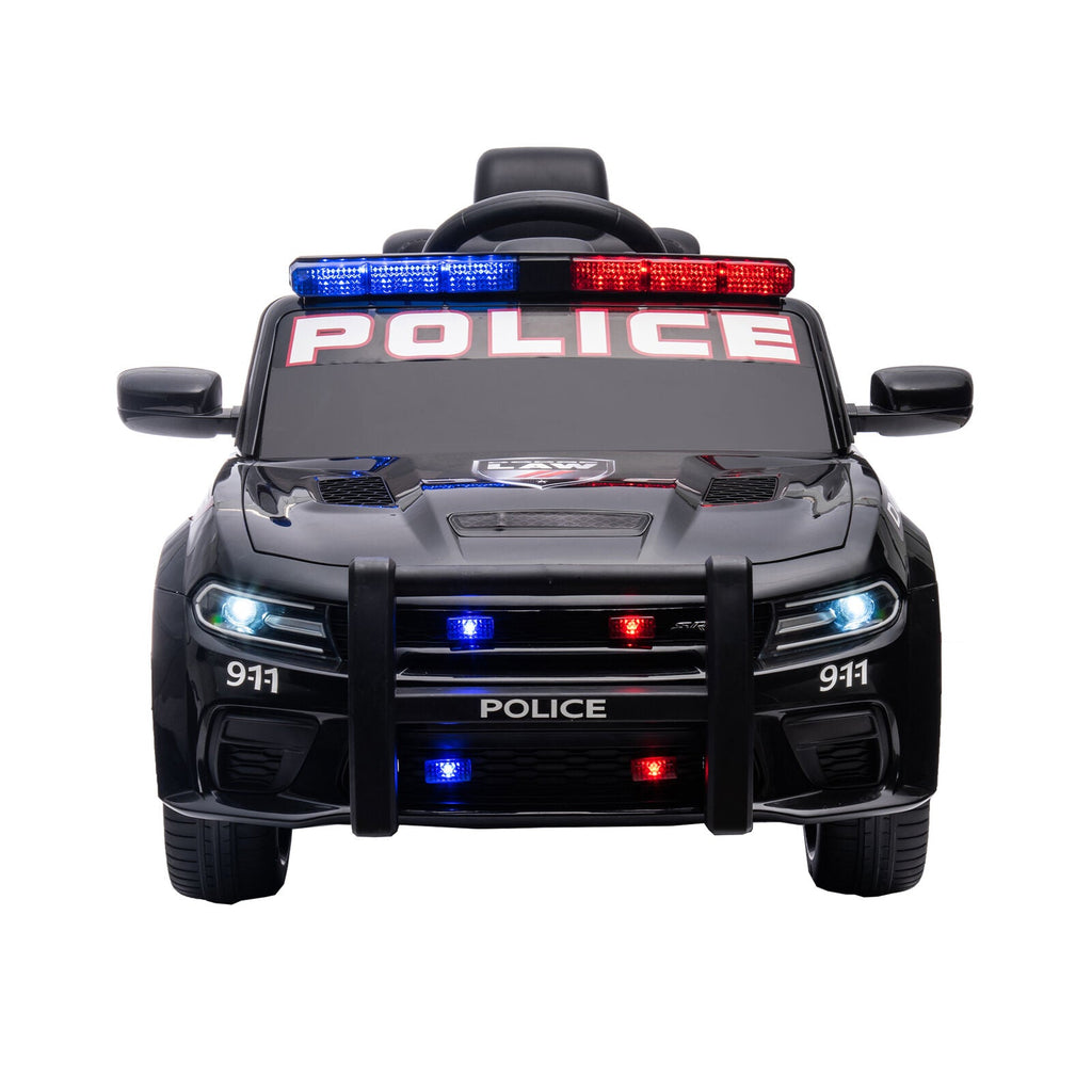 Licensed Dodge Charger 12V Ride-On Police Car with 3 Speeds and Bluetooth Connectivity