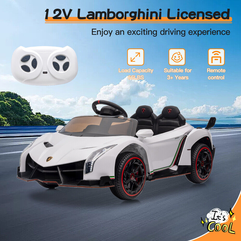 Licensed Lamborghini 12V Battery Powered Ride-On Car for Kids with Remote Control and MP3 Compatibility
