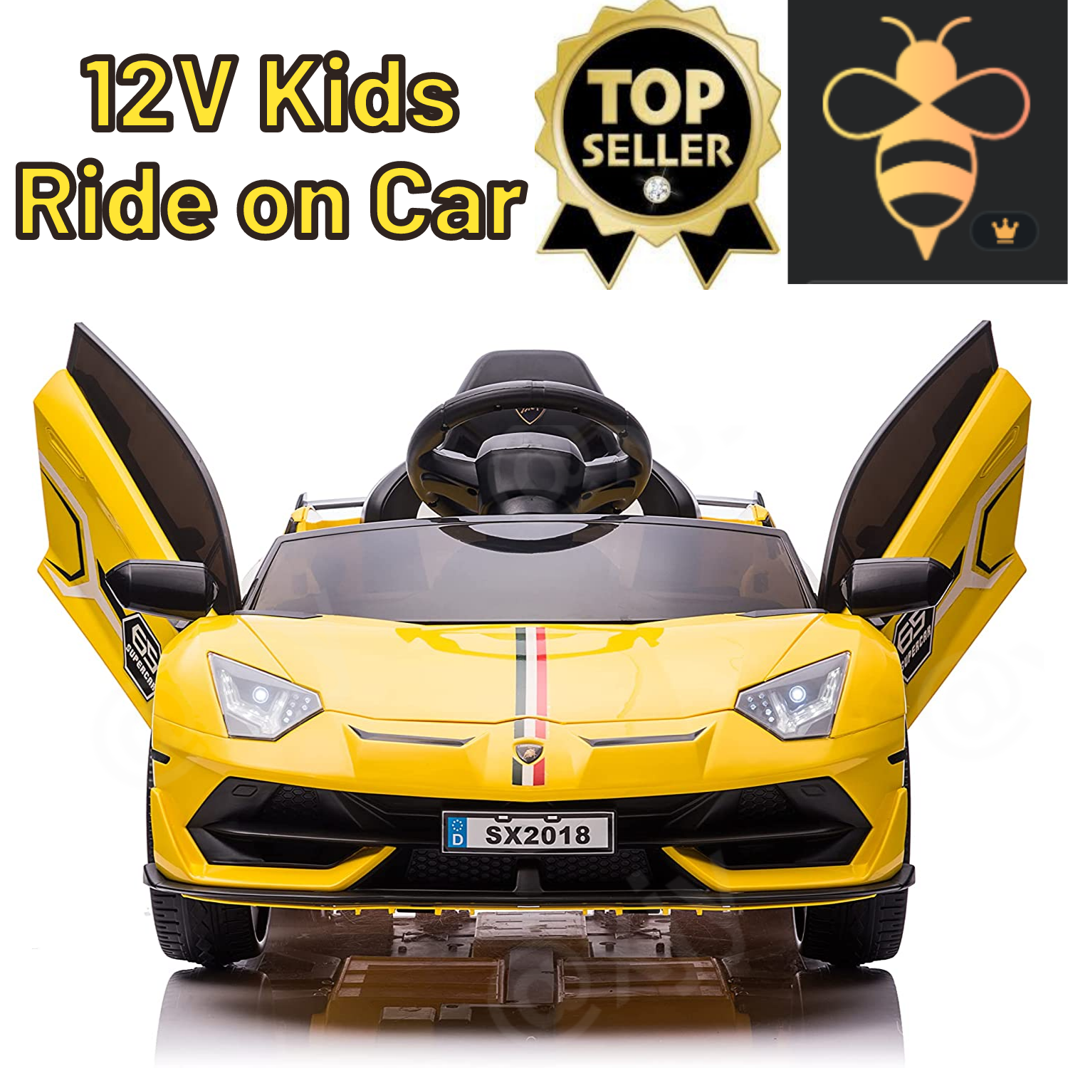 Licensed Lamborghini Aventador Battery Powered Ride-On Car for Kids - 12V Toy Gift