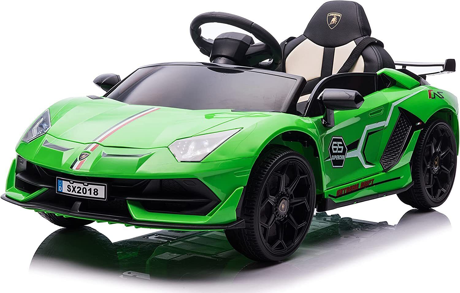 12V Licensed Lamborghini Aventador Ride-On Car with Hydraulic Doors and 3 Speed Options for Kids