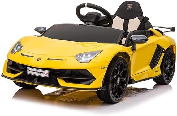 12V Licensed Lamborghini Aventador Ride-On Car with Hydraulic Doors for Kids