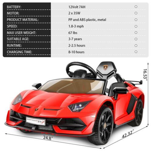 Licensed Lamborghini Electric Ride-On Car for Kids with Remote Control and AUX/USB