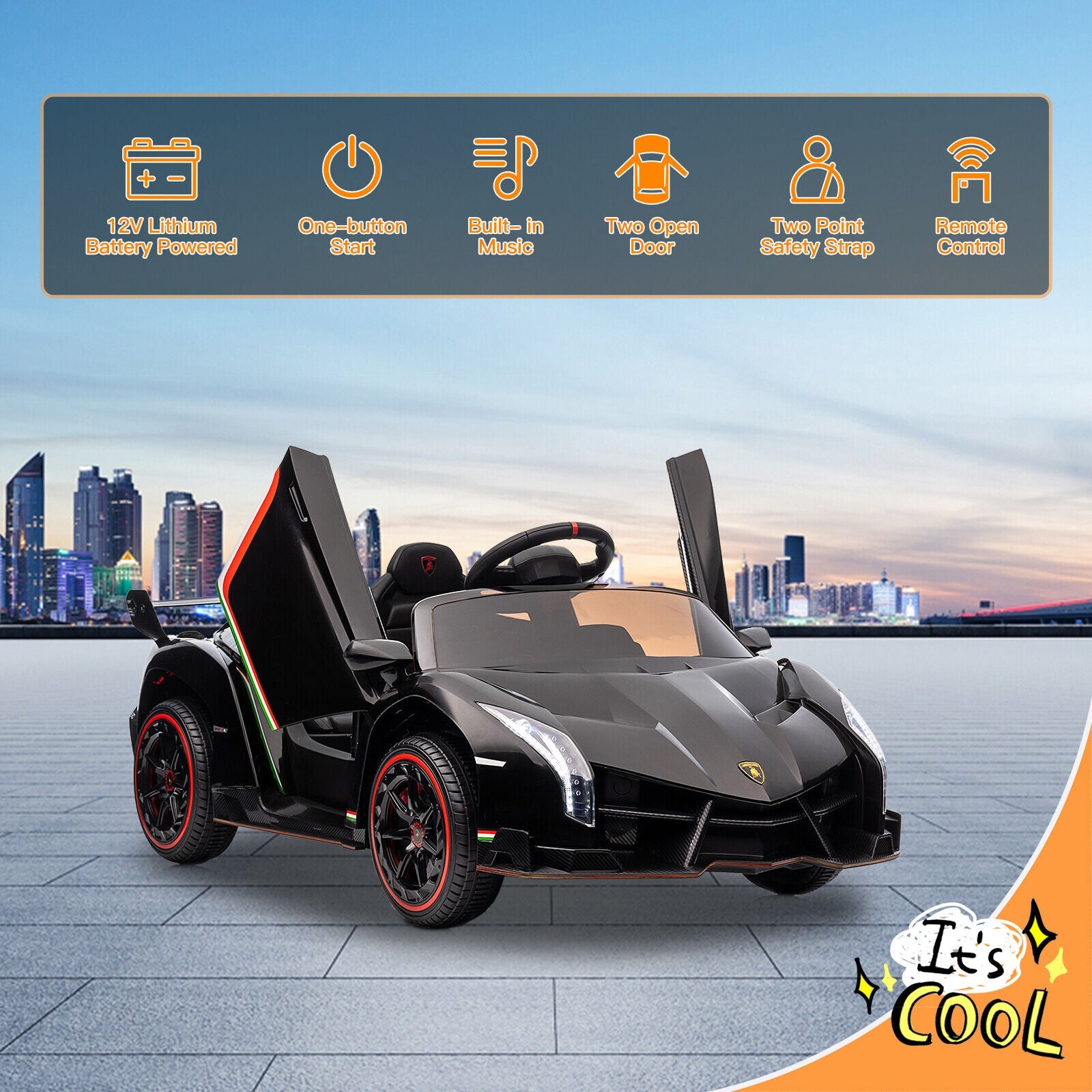 Licensed Lamborghini Electric Ride-On Car for Kids with Remote Control and 4 Wheels
