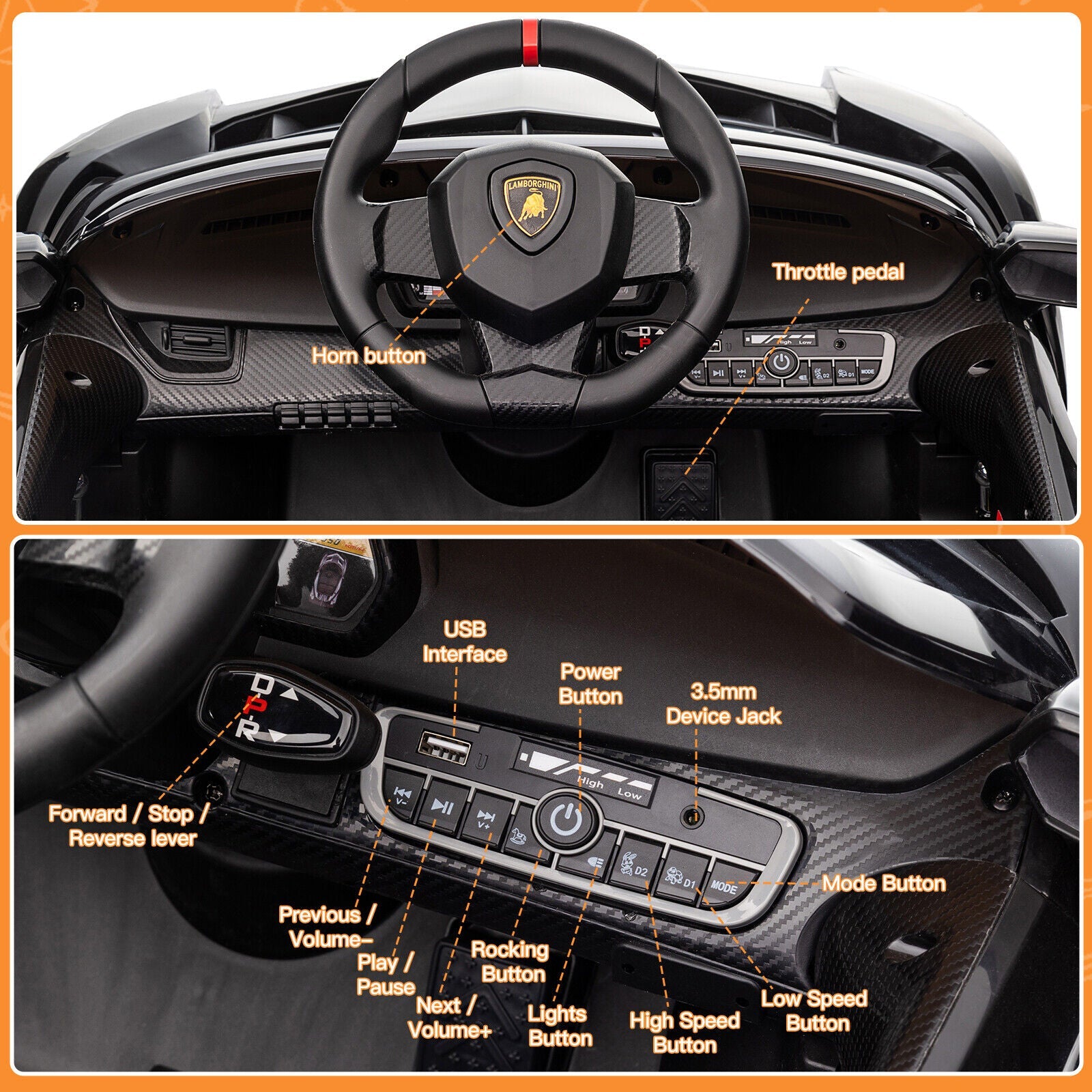 Licensed Lamborghini Electric Car for Kids with Remote Control - Perfect Gift for Young Drivers!