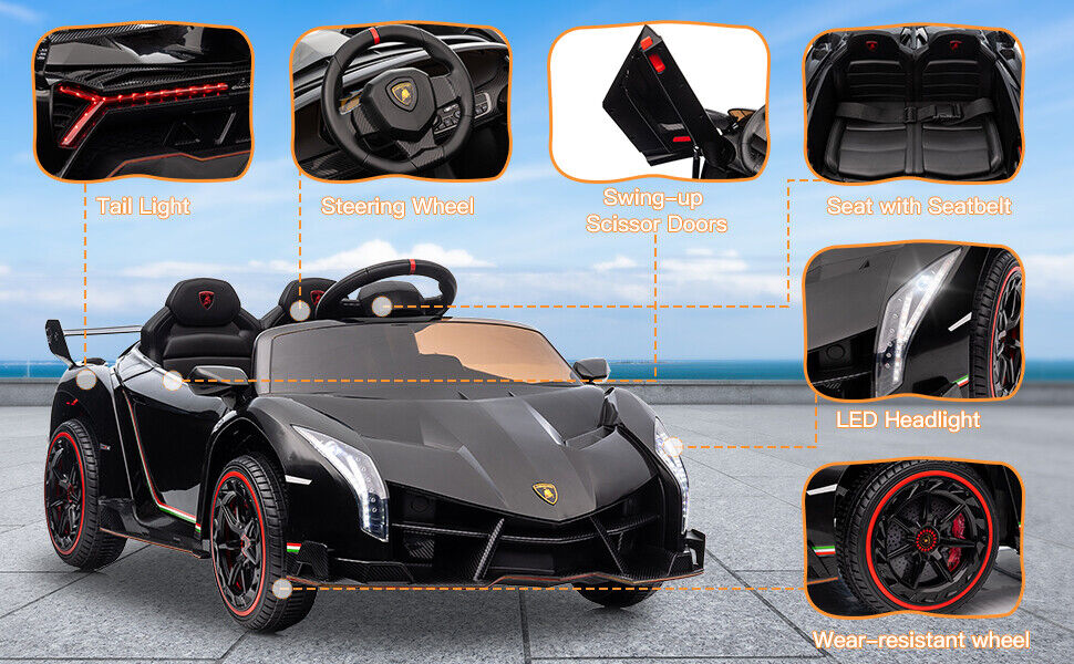 Licensed Lamborghini Electric Ride-On Car for Kids with Remote Control and 4 Wheels