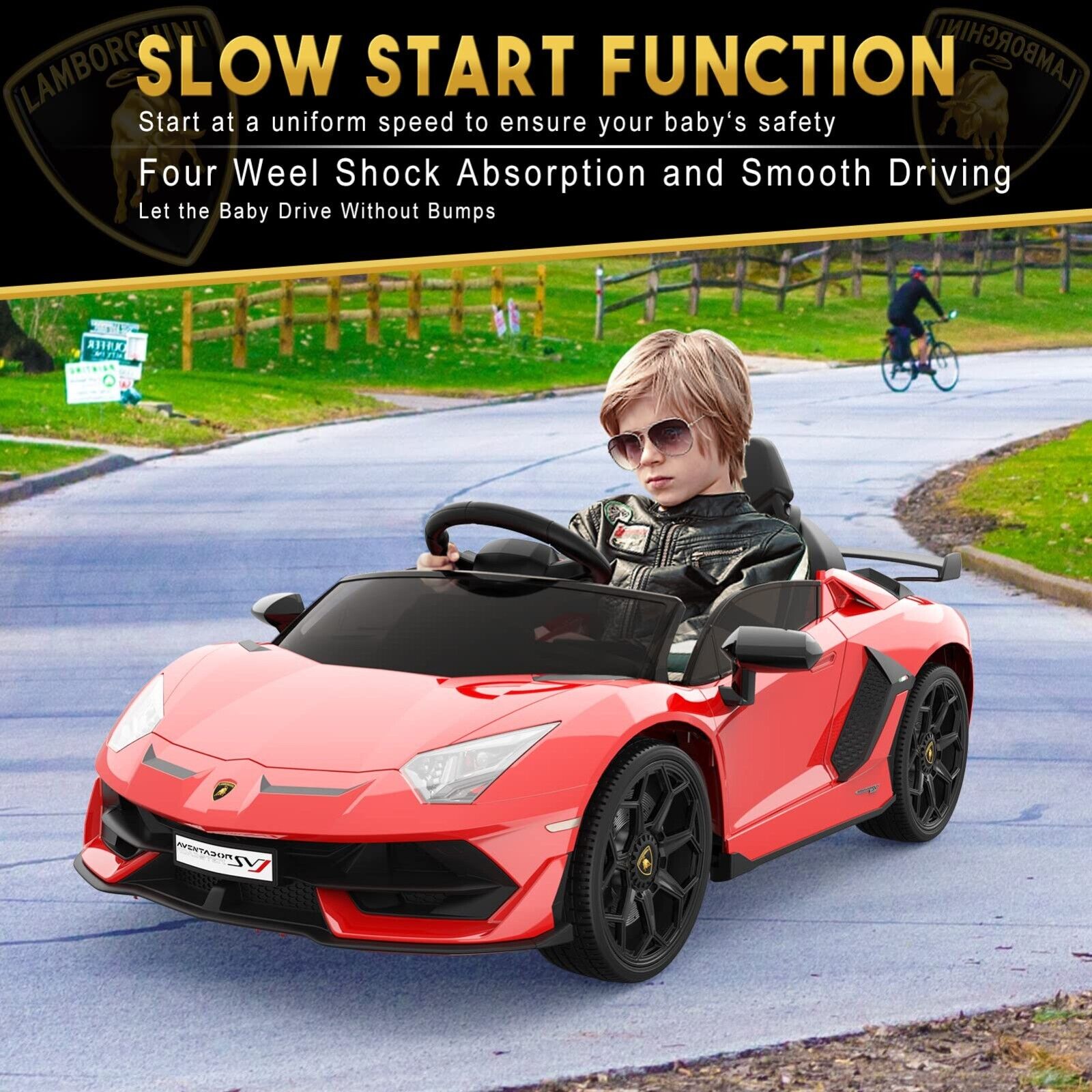 Licensed Lamborghini Kids Ride On Sports Car with Remote Control - 12V Electric Gift