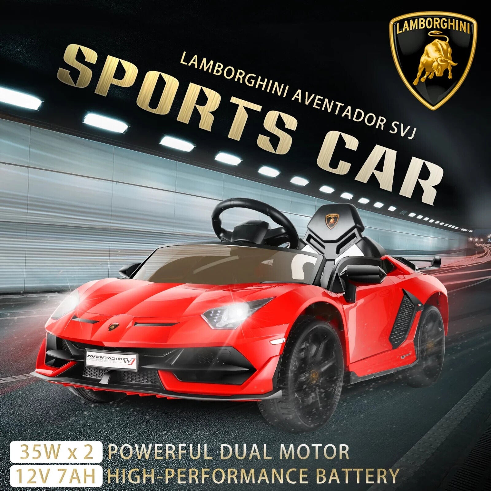 Licensed Lamborghini 12V Ride-On Car for Kids with Hydraulic Doors - Perfect Gift for Ages 3-8