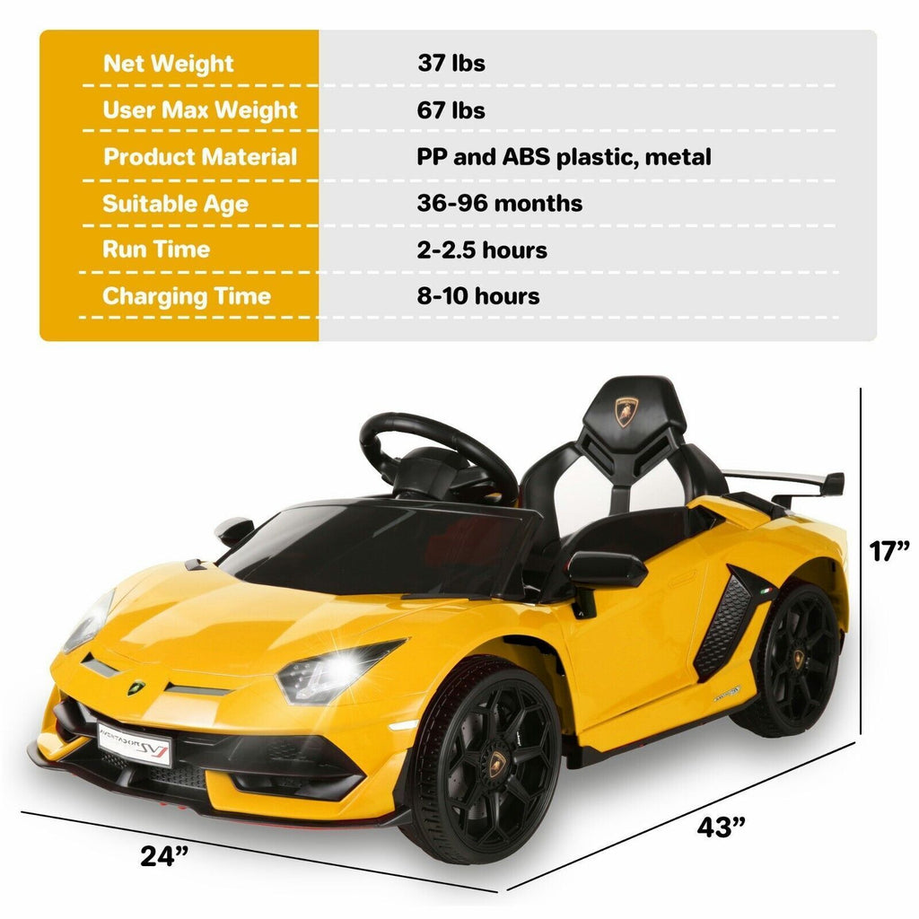 Licensed Lamborghini Electric Ride-On Car for Kids with Remote Control, MP3 and USB