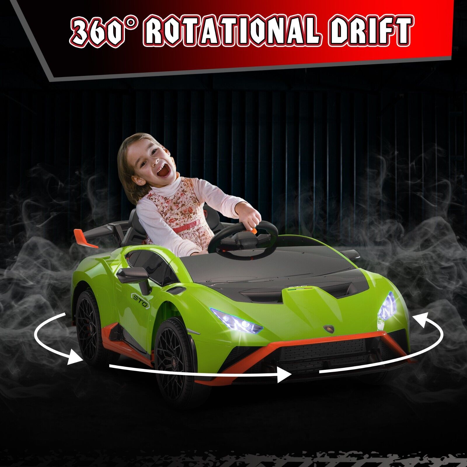 Licensed Lamborghini STO Electric Ride-On Car for Kids with Remote Control - 12V