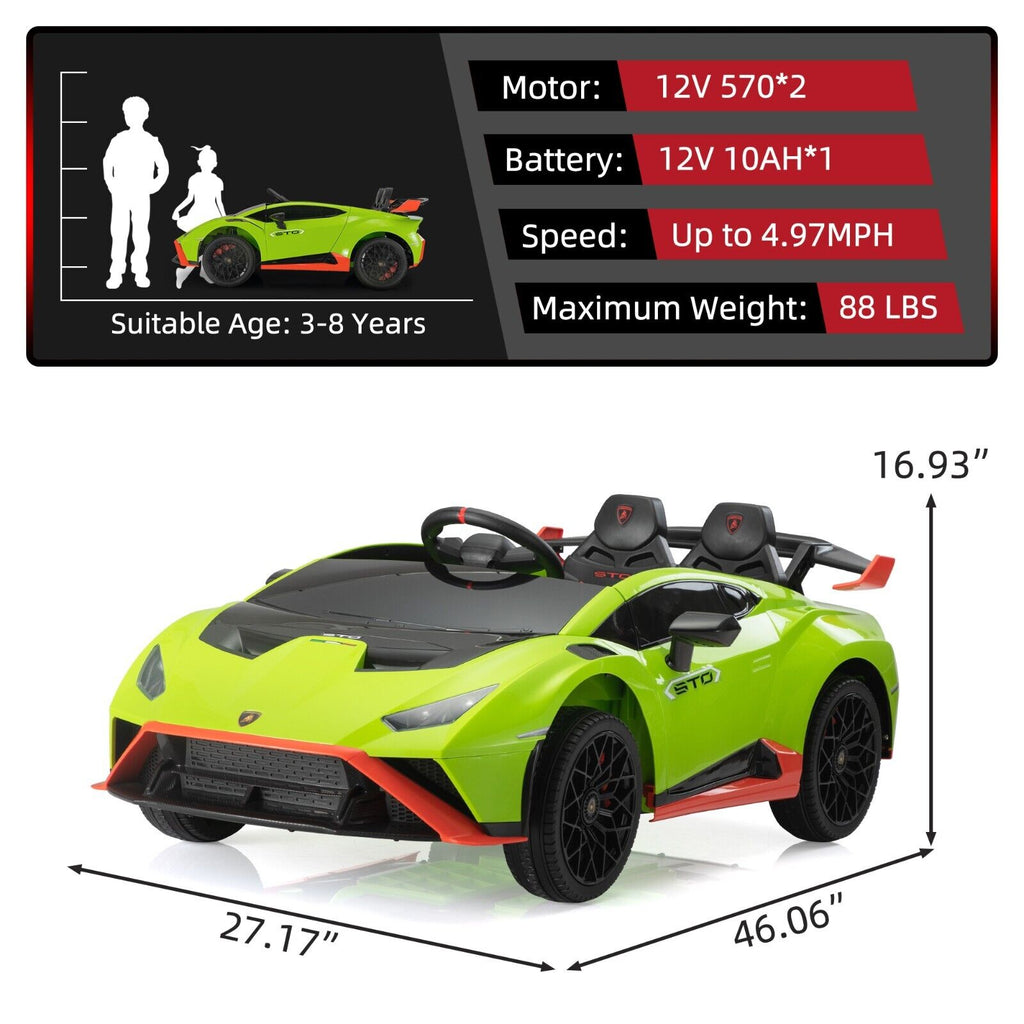 Licensed Lamborghini STO Electric Ride-On Car for Kids with Remote Control - 12V