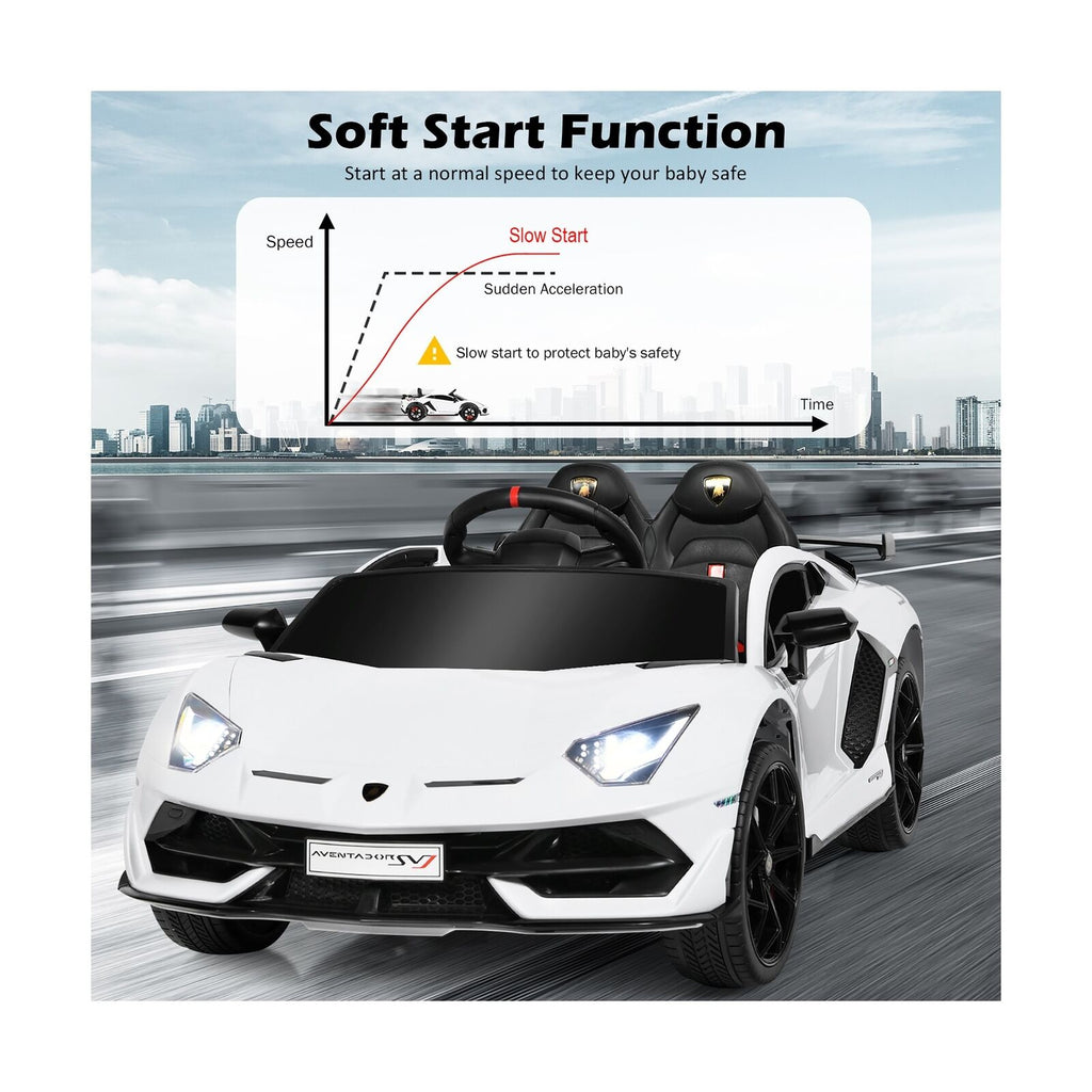 Licensed Lamborghini SVJ RC Ride-On Car for Kids with Trunk & Music - 12V White