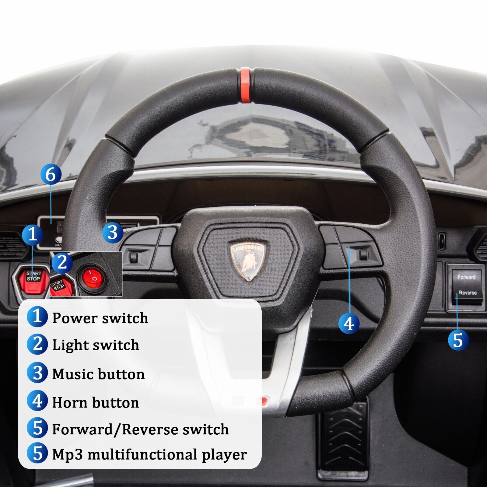 Licensed Lamborghini Urus SUV Ride-On Car for Kids with Remote Control and MP3 Player - 12V