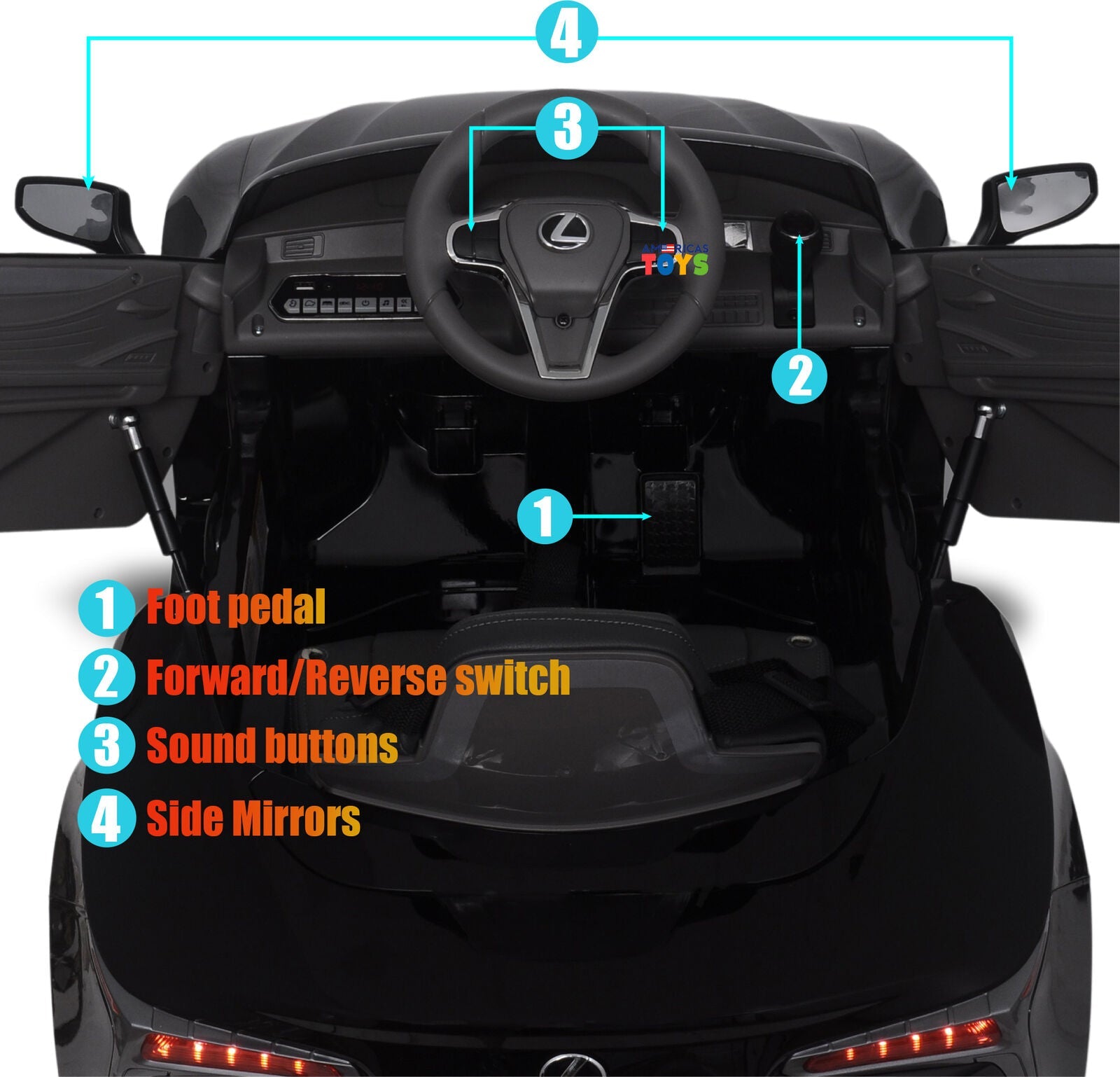 Licensed Lexus 12V Battery Ride-On Car for Kids with Remote Control, Music, and Multiple Color Options