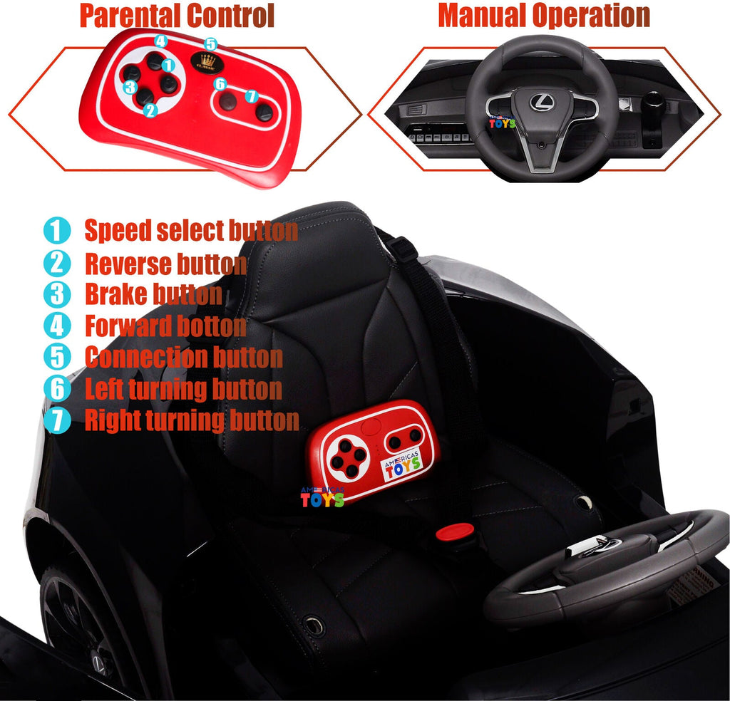 Licensed Lexus 12V Battery Ride-On Car for Kids with Remote Control, Music, and Multiple Color Options