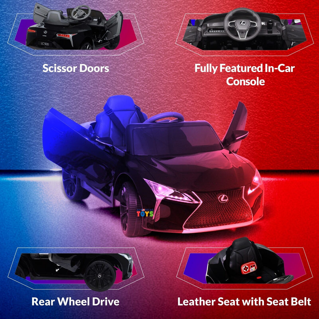 Licensed Lexus 12V Battery Ride-On Car for Kids with Remote Control, Music, and Multiple Color Options
