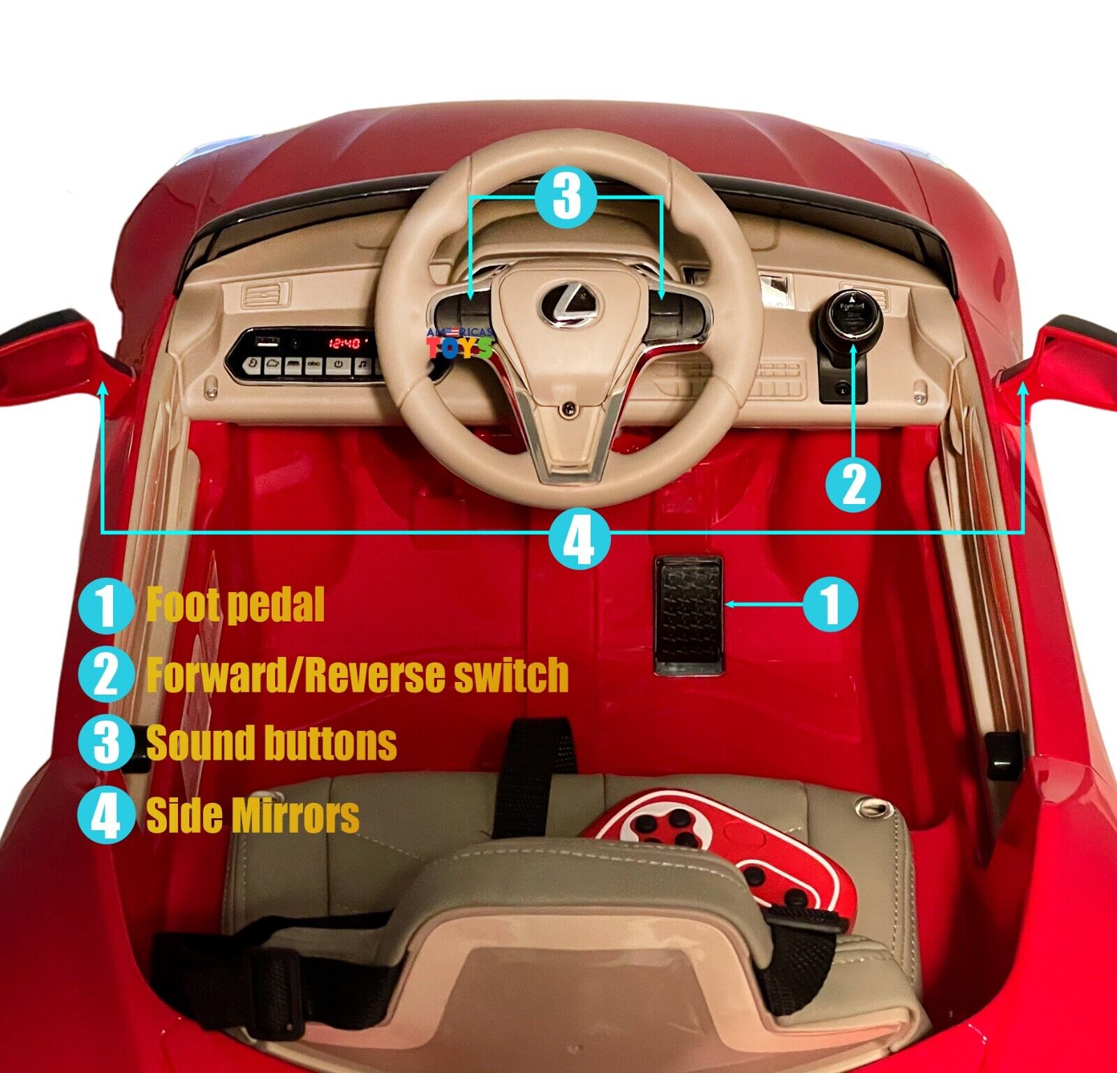 Licensed Lexus 12V Battery Ride-On Car for Kids with Remote Control, Music, and Multiple Color Options