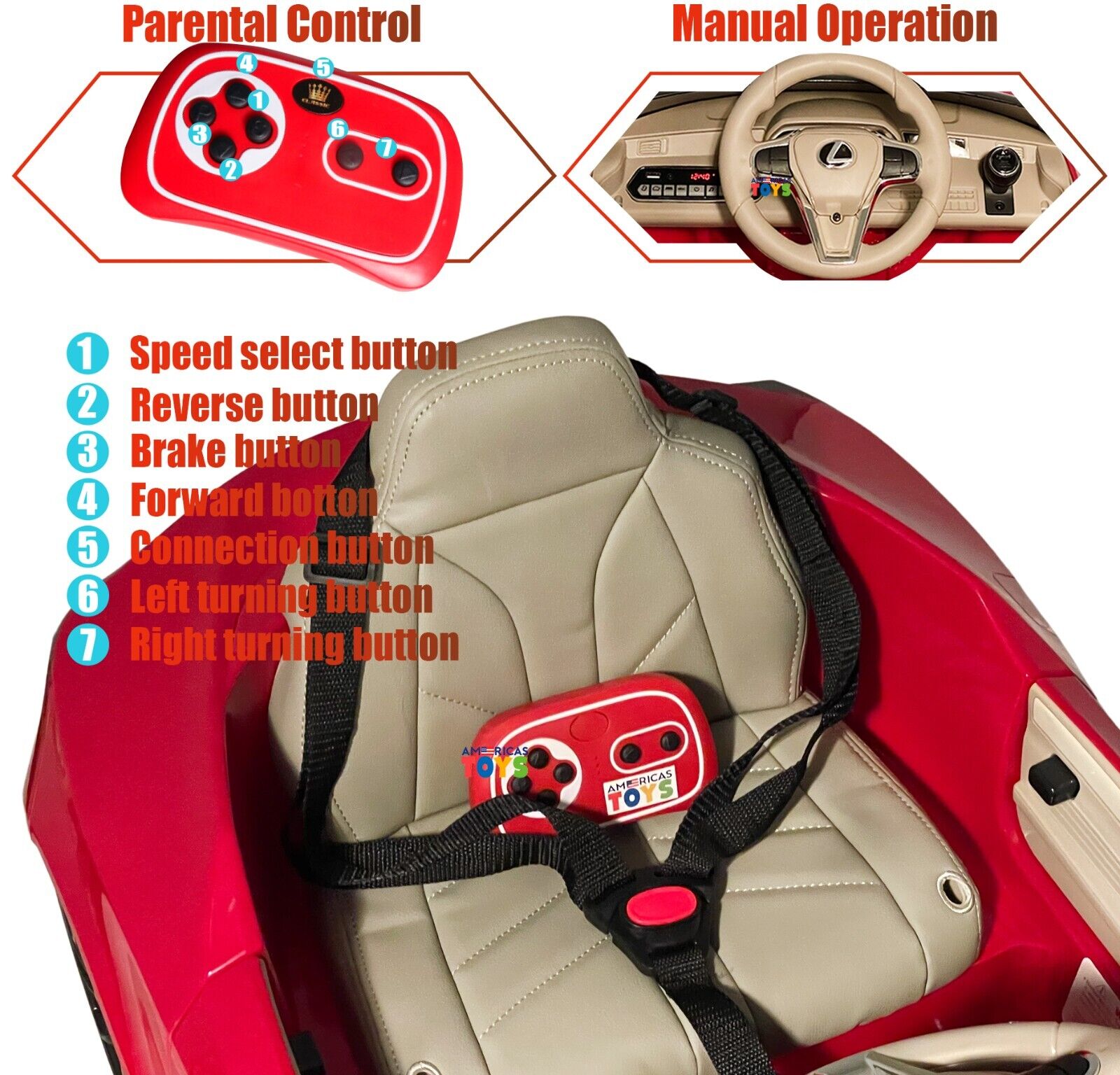 Licensed Lexus 12V Battery Ride-On Car for Kids with Remote Control, Music, and Multiple Color Options