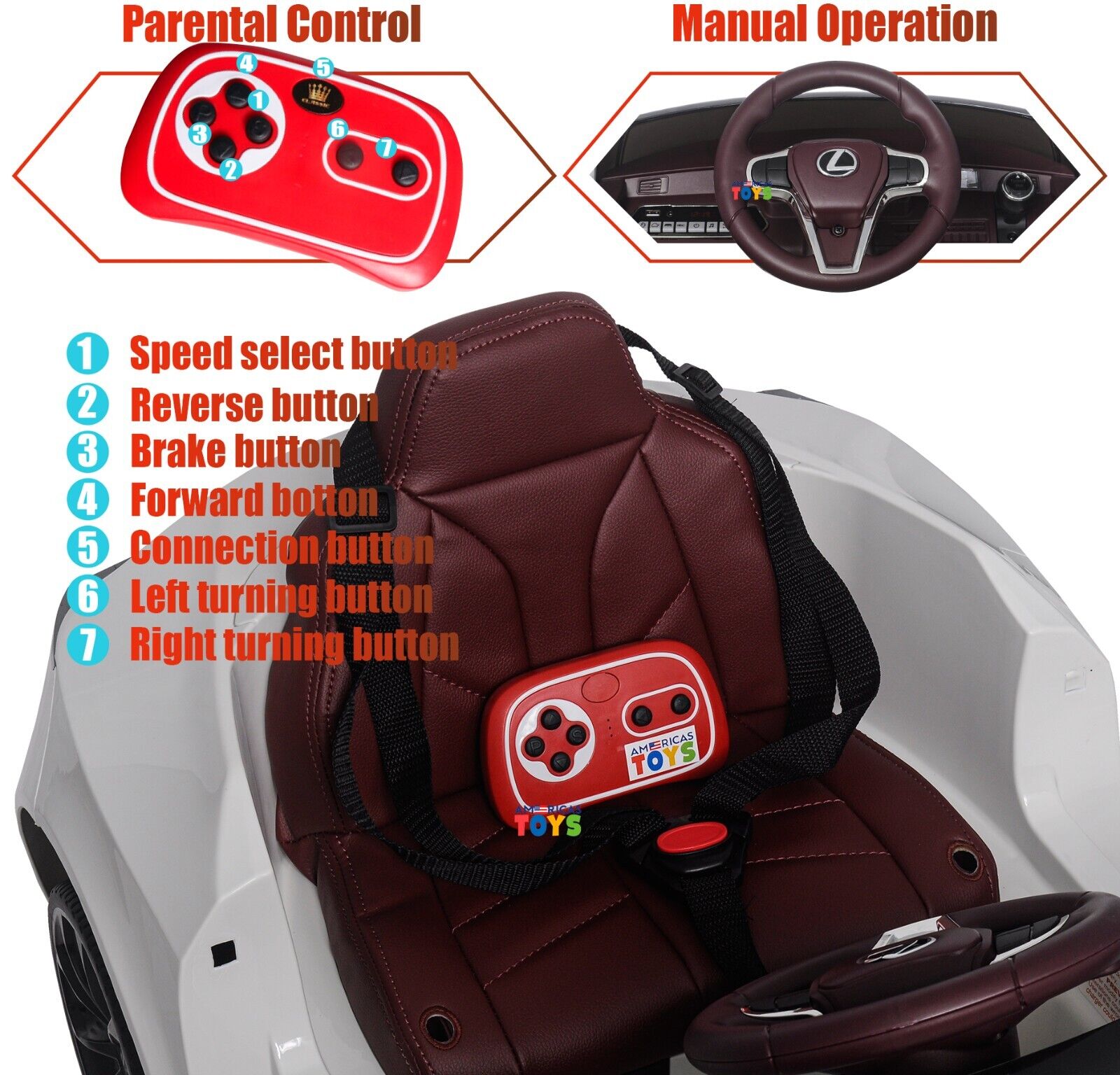 Licensed Lexus 12V Battery Ride-On Car for Kids with Remote Control, Music, and Multiple Color Options