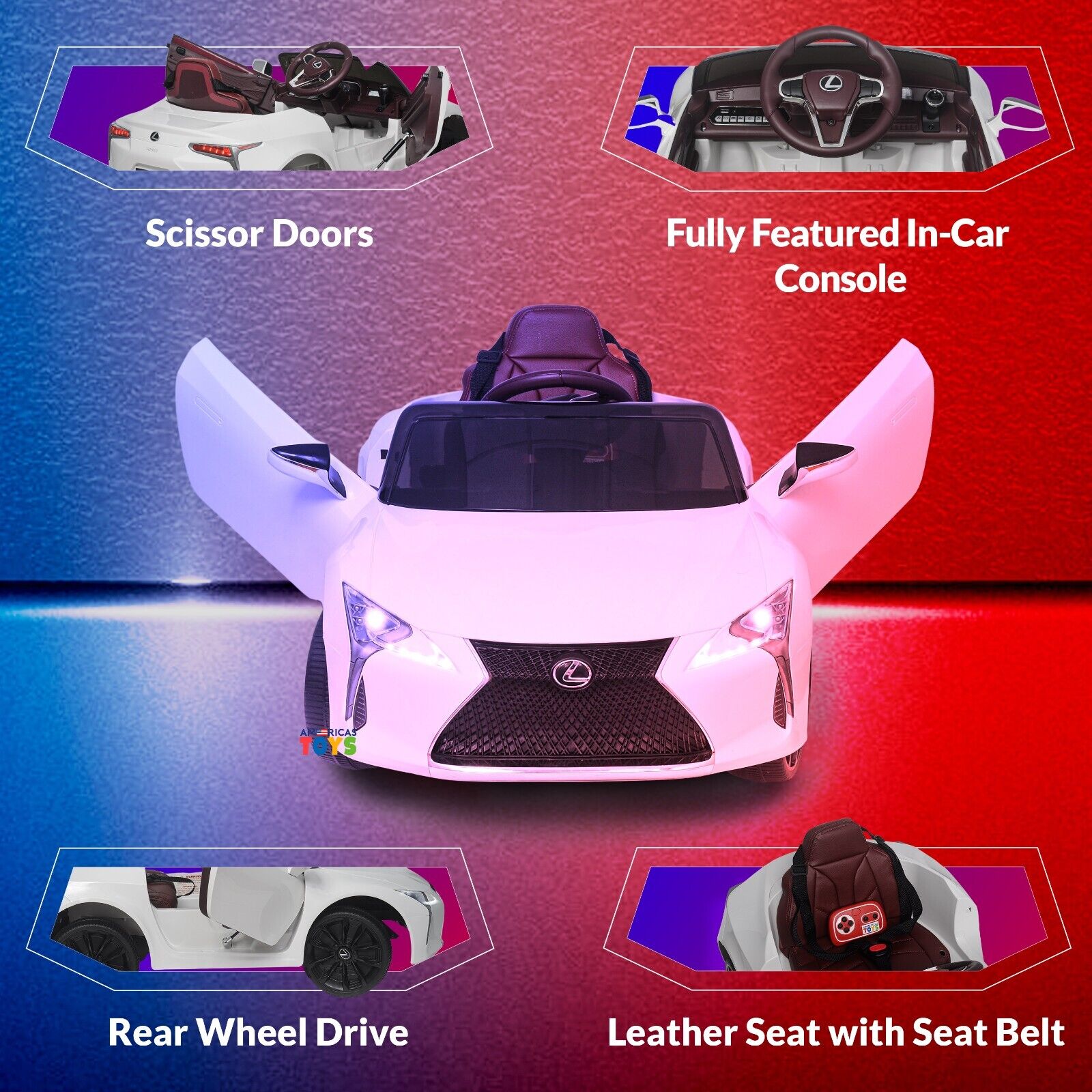 Licensed Lexus 12V Battery Ride-On Car for Kids with Remote Control, Music, and Multiple Color Options