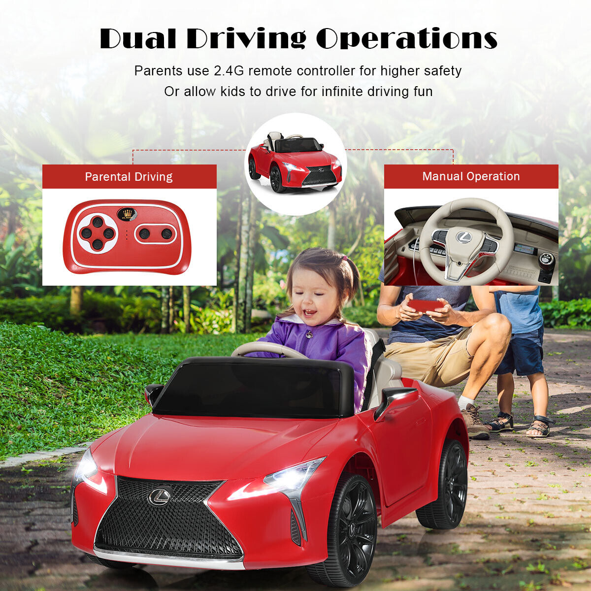 Licensed Lexus LC500 Electric Ride-On Car for Kids with Remote Control - Red