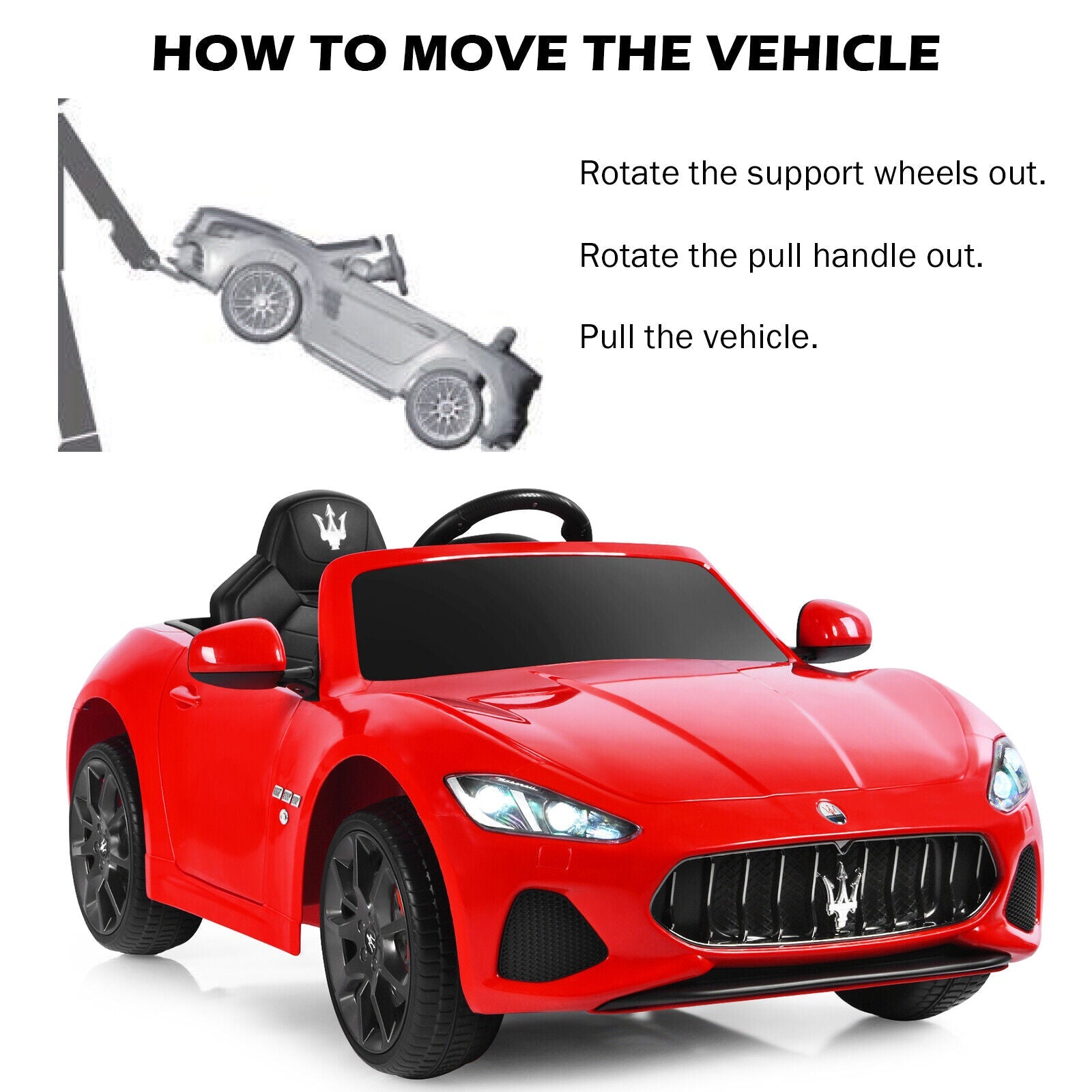 Licensed Maserati GranCabrio 12V Ride-On Car for Kids with Music & Remote Control - Red