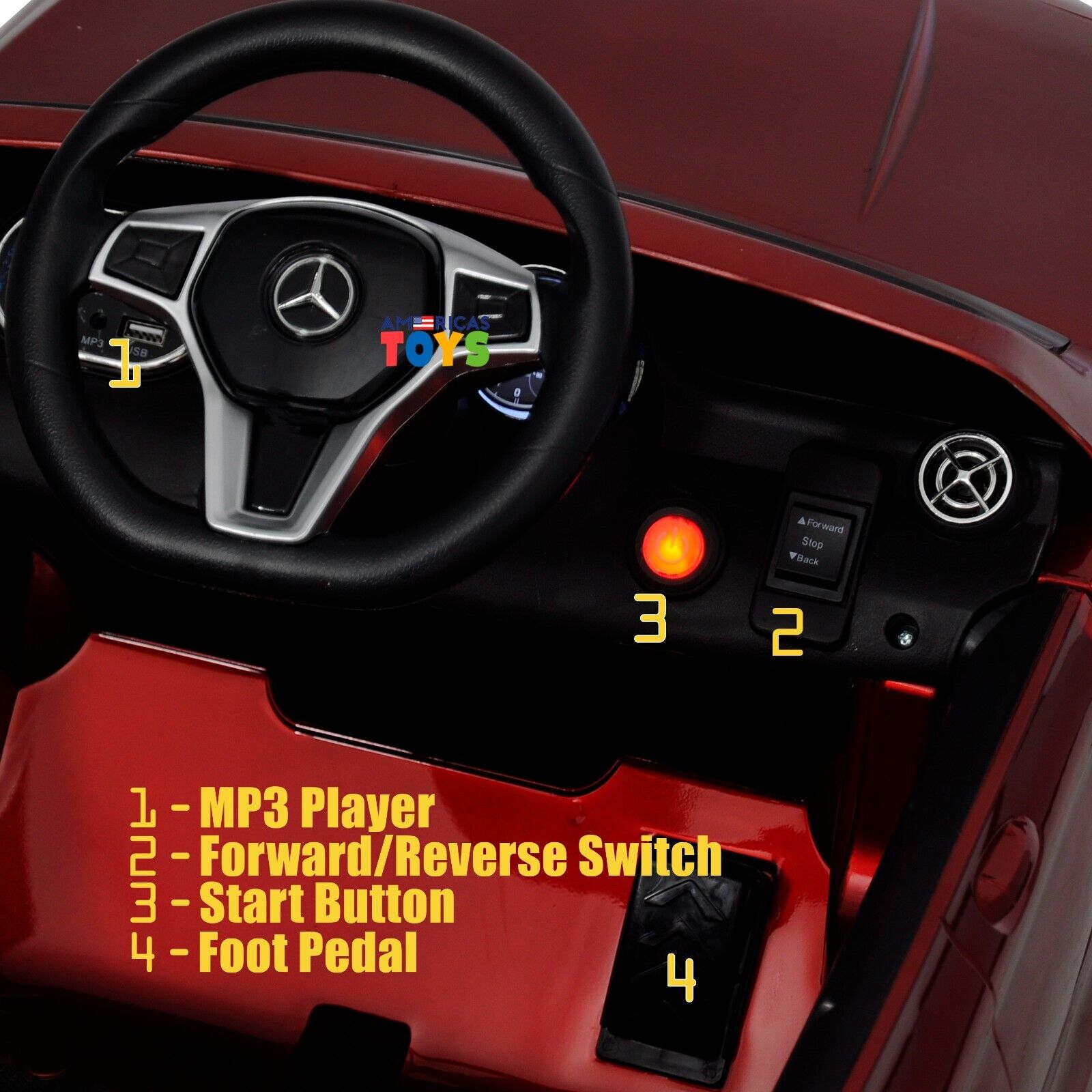 Licensed Mercedes-Benz 12V Kids Ride On Car with R/C and MP3 Music - Available in Multiple Colors
