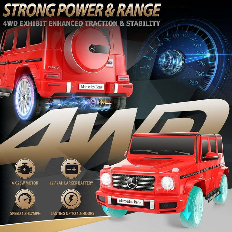 Licensed 4WD Mercedes-Benz Ride On Car for Kids with Remote Control and LED Lights