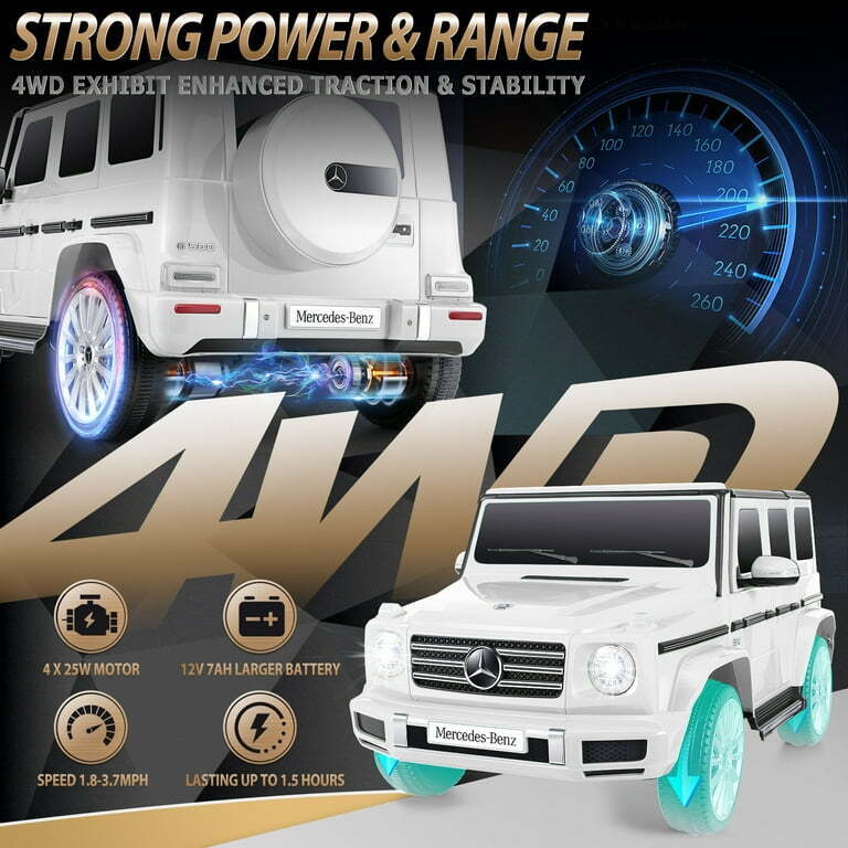 Licensed 4WD Mercedes-Benz Ride On Car for Kids with Remote Control and LED Lights