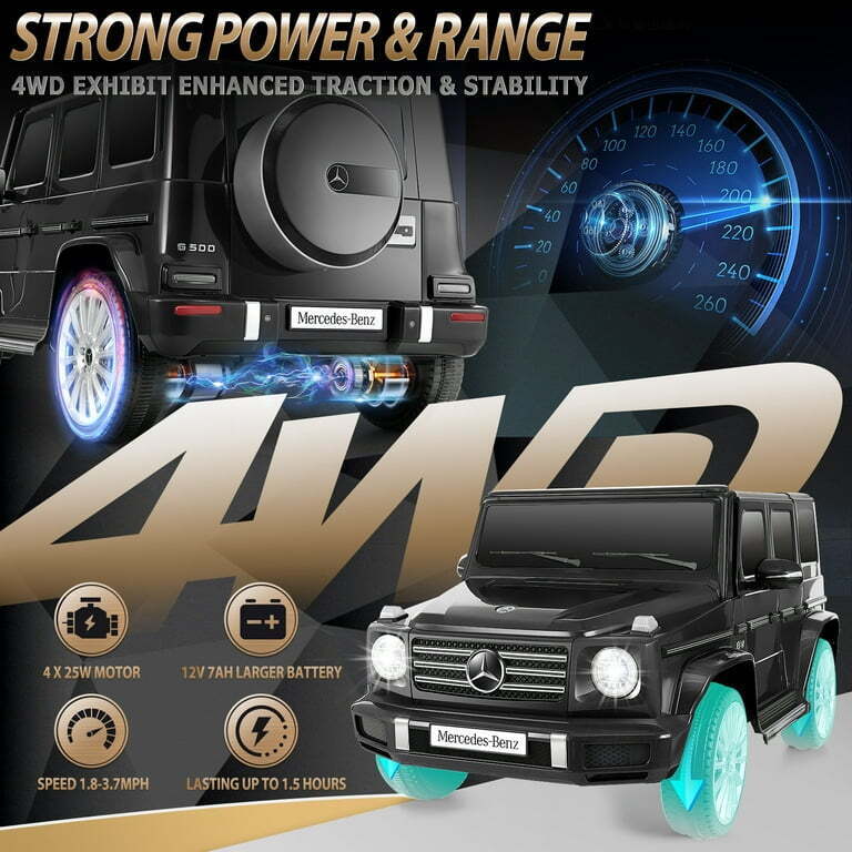 Licensed Mercedes-Benz 4-Wheel Ride-On Car for Kids with Remote Control and LED Lights